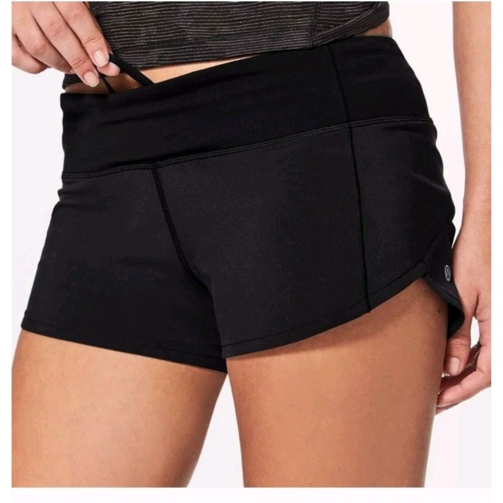 Lululemon Women's Speed Up Activewear Running Shorts Size 6 Black Training Gym - Picture 2 of 7